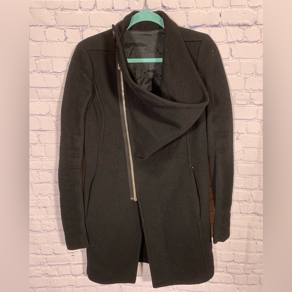 Rick Owens Jackets & Blazers - Rick Owens Eileen Cashmere & Wool Funnel Coat Black Size 6 Preppy Quiet Luxury